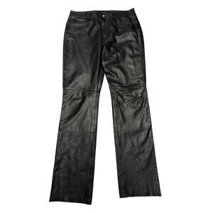 Vintage GUESS Black Leather Pants Women’s Size 10 Lined Straight Leg Y2K